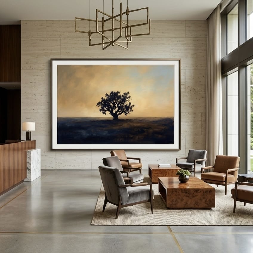 Moody Tree Wall Art - Golden Hour Silhouette