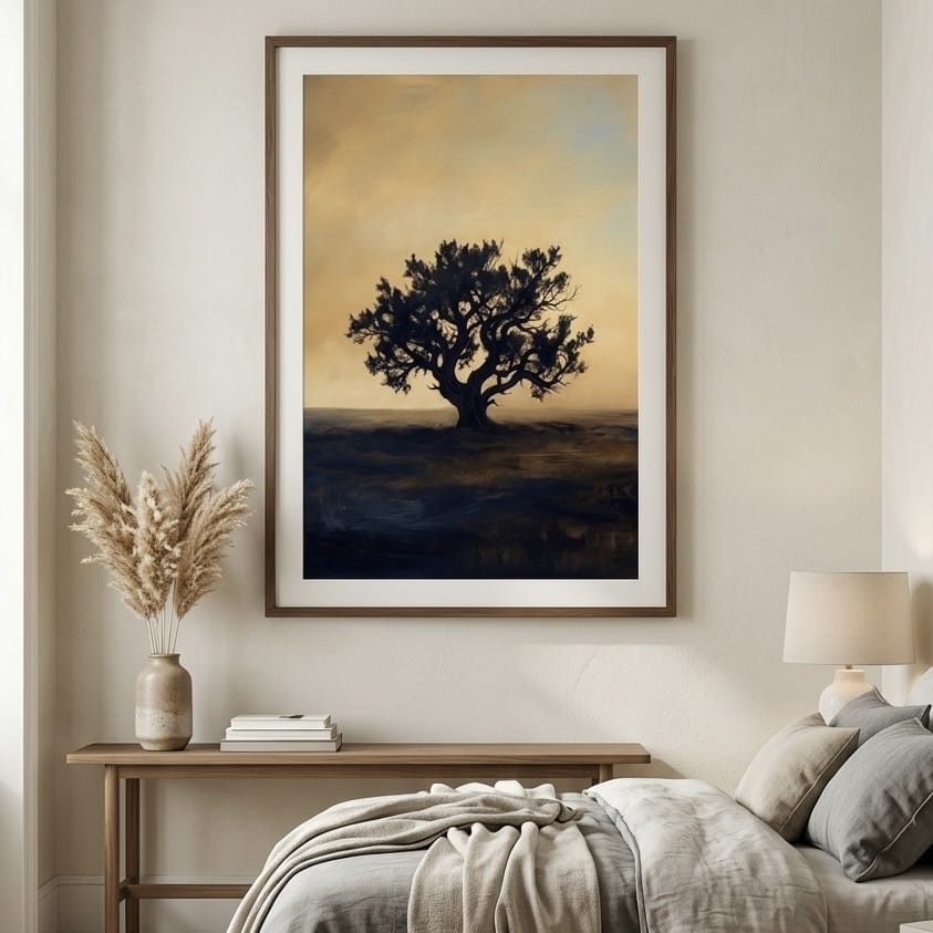 Moody Tree Wall Art - Golden Hour Silhouette