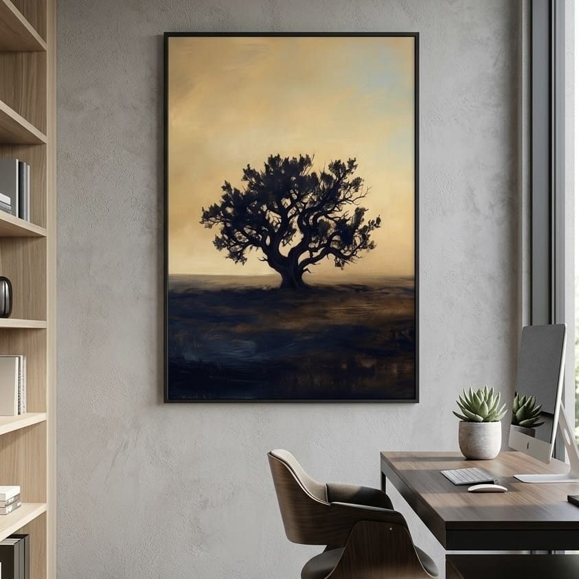 Moody Tree Wall Art - Golden Hour Silhouette