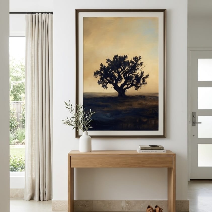 Moody Tree Wall Art - Golden Hour Silhouette