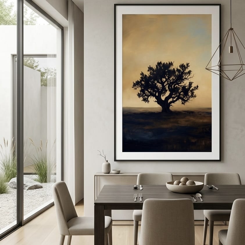 Moody Tree Wall Art - Golden Hour Silhouette