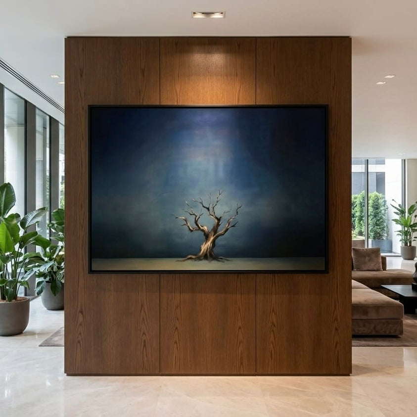 Moody Blue Tree Wall Art: Abstract Bare Branches