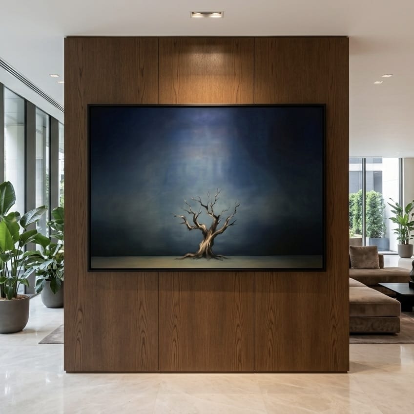 Moody Blue Tree Wall Art: Abstract Bare Branches