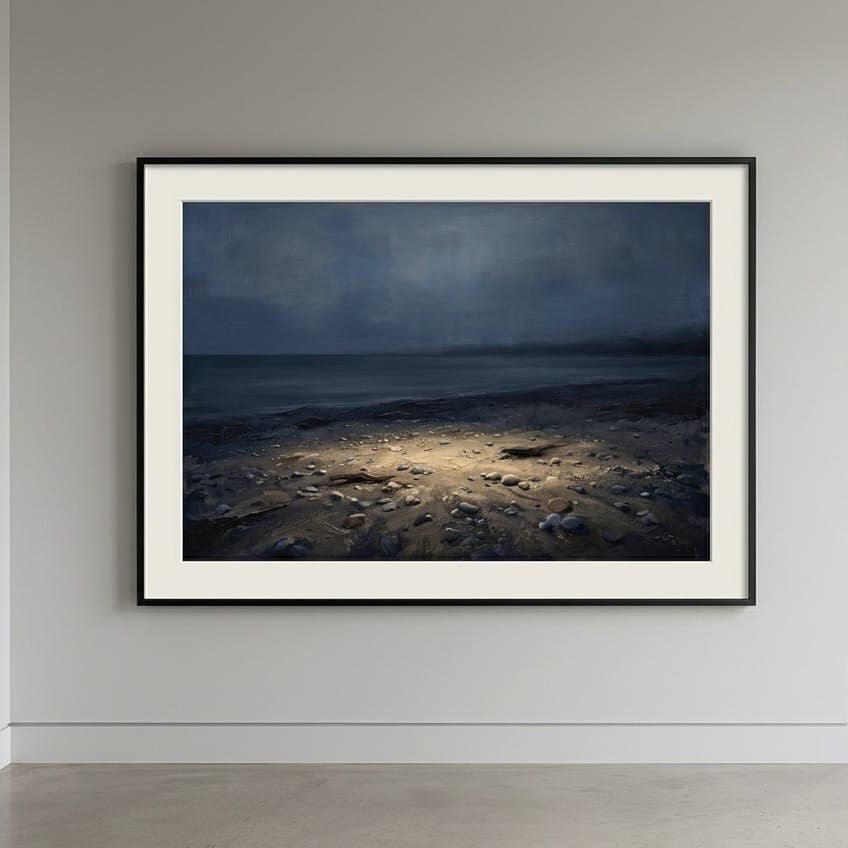 Moody Seascape Wall Art Print - Abstract Coastal Beach Scene