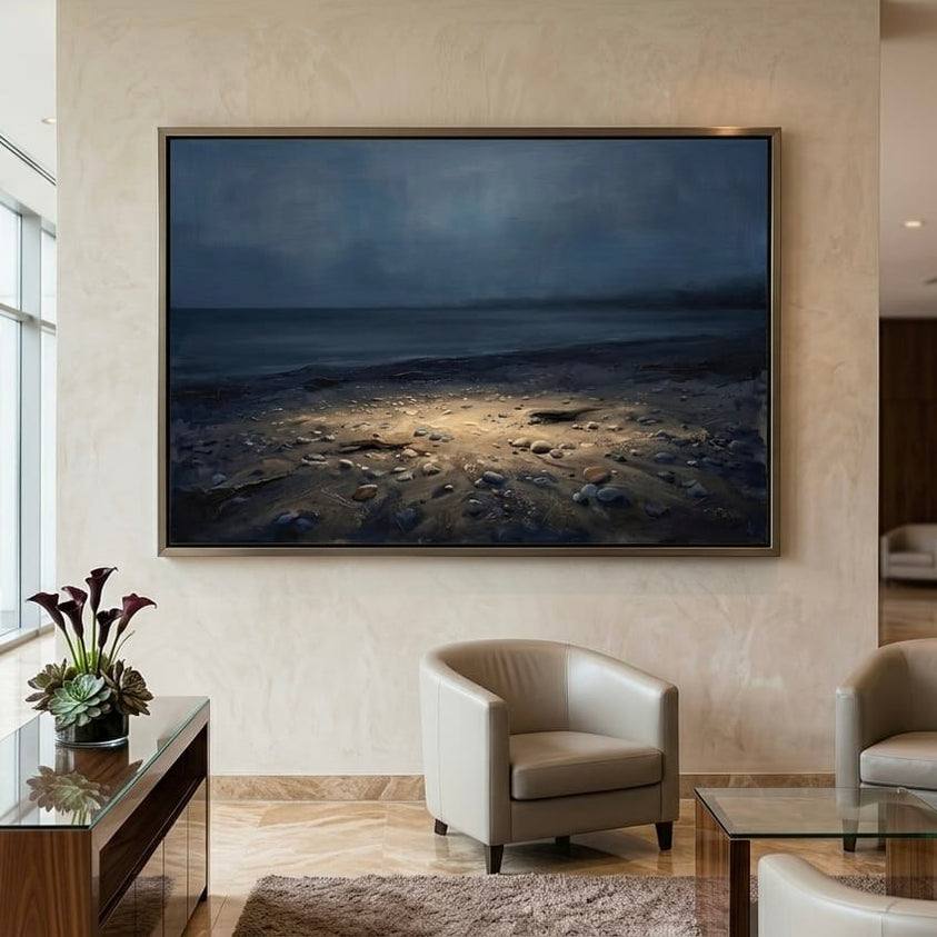 Moody Seascape Wall Art Print - Abstract Coastal Beach Scene