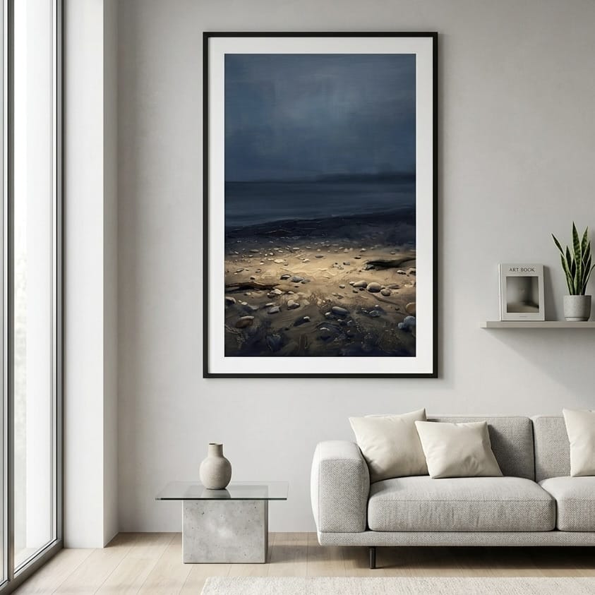 Moody Seascape Wall Art Print - Abstract Coastal Beach Scene