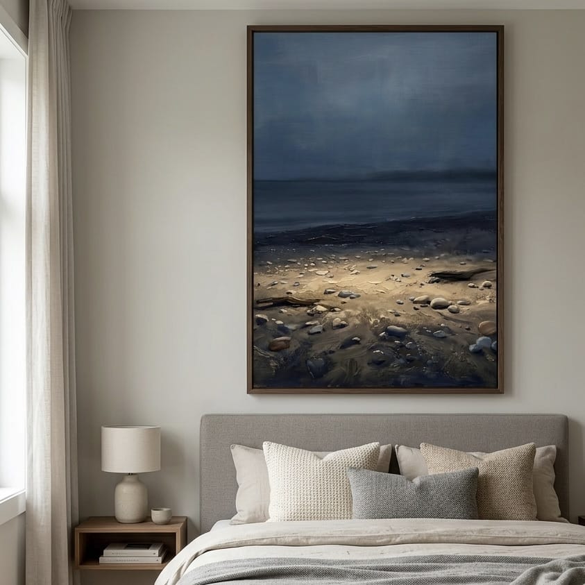 Moody Seascape Wall Art Print - Abstract Coastal Beach Scene