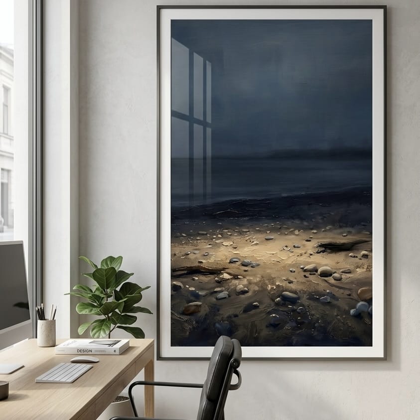 Moody Seascape Wall Art Print - Abstract Coastal Beach Scene