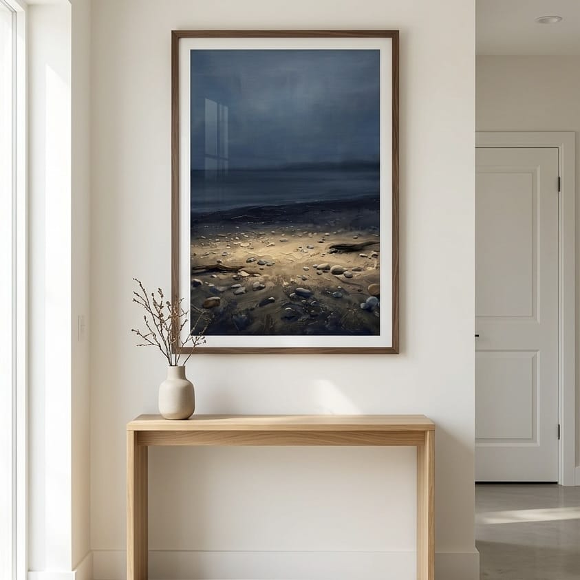 Moody Seascape Wall Art Print - Abstract Coastal Beach Scene