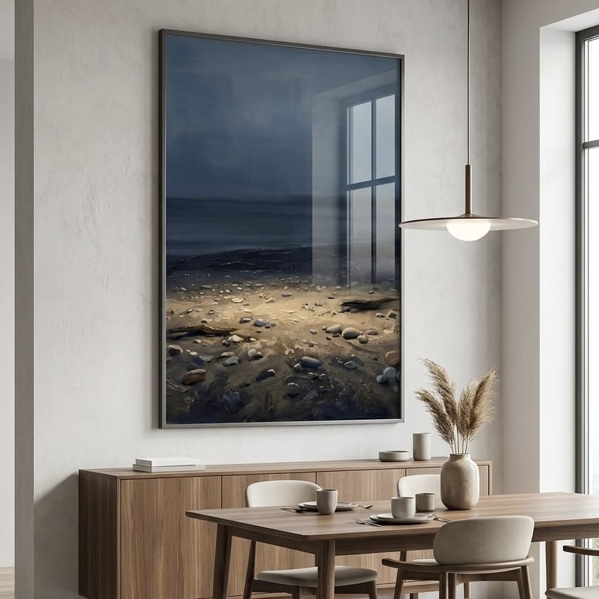 Moody Seascape Wall Art Print - Abstract Coastal Beach Scene