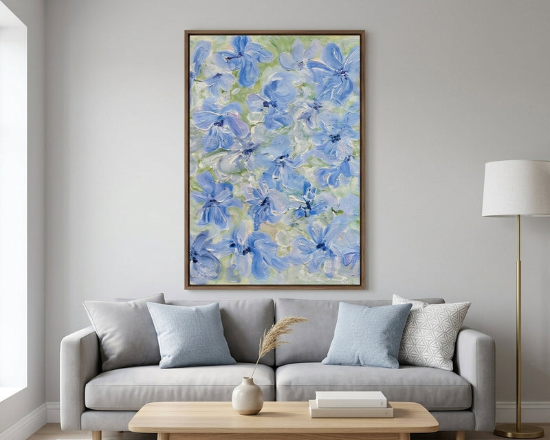 Textured Blue Floral Art Print
