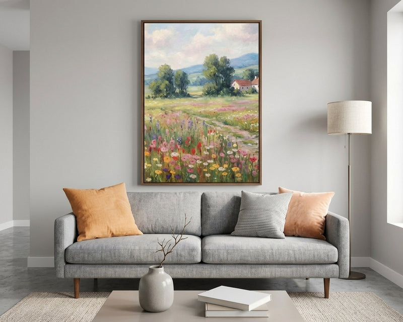 Vibrant Wildflower Meadow Landscape Art Print