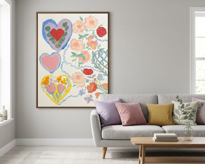 Whimsical Floral Heart Art Print